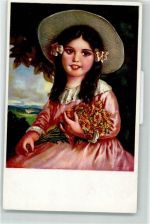 Nr. 2246 Delila Kinder Porträt Mädchen mit Blumen und Hut Wenau