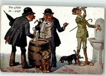 Humor Bier und Wassertrinker , Hund AK Schlemo, E.