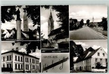 85126 W8071 Münchsmünster - Mariensäule mit Kirche Hauptstraße Pfarrkirche Schule Gasthaus