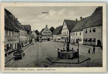 91322 W8554 Gräfenberg , Oberfr - Rathaus Oberer Marktplatz Brunnen Traktor