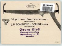W6442 Rotenburg a d Fulda JDDUS Sägen Baumsäge Original Domenicus Georg Rieß Eisenwarenhandlung Forstwirtschaft