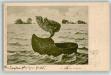 Küken sitzt auf dem Schuh Ackermann Verlag 819 sign. Sperlich Holzschuh 1900 Künstlerkarte