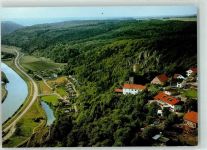 93343 W8421 Essing - Gasthaus Ritterschänke Burg Randeck Fliegeraufnahme