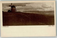 Verlag Hermann A. Wiechmann Nr. 252 - Stille Flur sign. Brunner , Windmühle Verlag Künstlerkarte