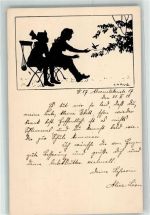 sign.Carus Scherenschnitt Mädchen Vogel Nr.41 Tierschutz 1919 Künstlerkarte