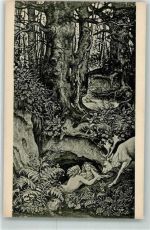 Nixen einen Hirsch tränkend Verlag Ackermann Nr.2173 Serie 213 Schwind, M. von Künstlerkarte