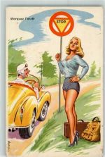 Frau Marquez l arret Photochrom Nr.374 Auto Humor