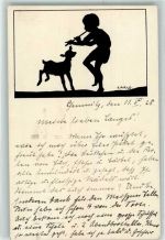Scherenschnitt sign.Carus Lamm J.I. Nr.7 Tierschutz Künstlerkarte