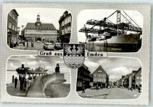 26721 W2970 Emden , Ostfriesland Foto AK Rathaus Neutorstraße Kohlenkai Westmole Stadtwappen