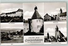 91710 W8820 Gunzenhausen am Altmühlsee Foto AK Hensoltshöhe Bad Färberturm Kirche Storchennest