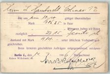 10115 W1000 Lankwitz 1906 - Drucksache Quittung M.B. Rodsenthal & Co