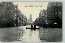78000 Versailles 1910 - la Rue de Lyon et la Gare Hochwasser 28.Januar