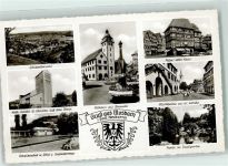 74821 W6950 Mosbach , Baden - Kath. Kirche Schwimmbad Rathaus Ev. Kirche Marktplatz Palm´sches Haus