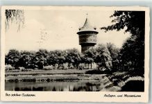 27472 W2190 Cuxhaven Foto AK Parkanlage und Wasserturm