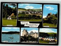 35794 W6296 Mengerskirchen Foto AK Waldkapelle Galgenkopf Seeweiher Schloss Campingplatz Gruß Westerwald Bademode