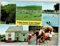 65599 W6255 Dorndorf , Kr Limburg a d Lahn Foto AK Gasthof Pension Zu den 3 Königen Schwimmbad Auto Kutsche Westerwald