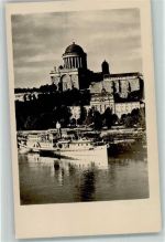 Esztergom Foto AK Donaupartie Dampfschiff