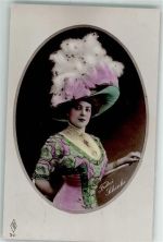 Fritzi Schenke Hutmode Brokat Mode Federn Theaterschauspieler 1910 Foto AK