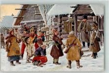 Tracht Uniform Partisanen Winter Militär Russland / baltische Staaten Künstlerkarte