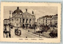 Lemberg Lwow Foto AK Straßenbahn theater