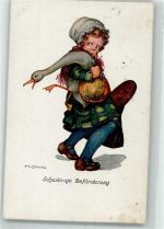 sign. Zahl H. Kind mit einer Gans auf dem Arm Humor Künstler 1926 Künstlerkarte