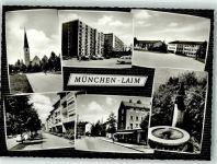 80331 W8000 Laim Foto AK Kirche Geschäft Denkmal Brunnen