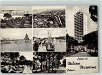 48015 Cervia 1962 Foto AK Schwimmbad Strand Hafen Hotel Campingplatz Milano Marittima