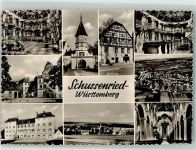 88427 W7953 Bad Schussenried Foto AK Apotheke Kath. Kirche Krankenhaus Fliegeraufnahme