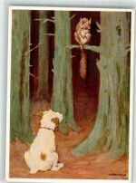 Unerreichbar Hund Eichhörnchen Verlag Josef Müller Nr. 14032 Schönermark Künstlerkarte