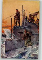 Spenden Auf dem Kommandoturm eines U-Bootes Stöwer, W. 1917 Künstlerkarte
