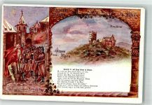 W6530 Bingen am Rhein sign. Wewerka, Josef Gefangennahme Heinrich IV auf Burg Klopp Serie Rheinische Burgen und Sagen Burg / Schloss Lithographie / Künstlerkarte