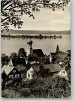 78476 W7753 Allensbach Foto AK mit St. Nikolaus Kirche und Insel Reichenau