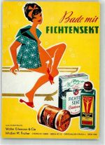 O1100 Pankow Fichtensekt Badetabletten und Badesalz der Firma Walter Erlemann & Cie. Werbung Kosmetik Werbe AK