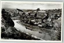 65594 W6258 Runkel , Lahn Foto AK mit Burgruine Runkel über den Dächern der Altstadt