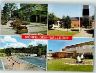 64546 W6082 Walldorf , Hess - Fußgängerzone Schwimmbad Stadthalle Ev. Kirche