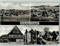 04519 O7271 Zschortau Foto AK Rathaus Schule Eibenstocker Straße Fachwerkhaus