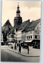 06295 O4250 Lutherstadt Eisleben - Straßenansicht, Kirche, Autos