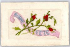 Blumen Seide (gestickt) AK mit Stickerei