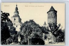 97645 W8745 Ostheim v d Rhön - Partie mit Kirche und Pulverturm