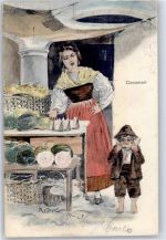 sign. Carl, R. Frau Kind Cocomeri Künstler Künstlerkarte