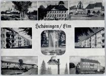 38364 W3338 Schöningen - Markt Rathaus Bergmanns Denkmal Kirche