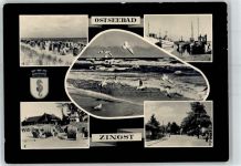 18374 O4241 Zingst , Ostseebad - Möwe Hafen Kutter Badestrand Strandhalle