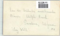 Pasadena - Ort handschriftlich Wohnhaus Adolph Busch