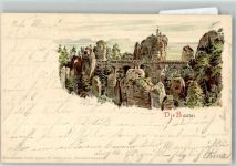01847 O8351 Bastei 1898 Lithographie Säschsiche Schweiz