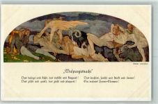 O7000 Leipzig Walpurgisnacht Mann Steinbock Eber sign. Prof. Georgi Teufel Künstlerkarte