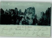 01847 O8351 Bastei 1898 Mondschein Felsen Brücke