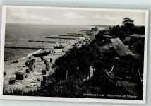 Seebad Horst Niechorze Foto AK Rauchhaus am Strande Boot Strandkorb Ostseebad