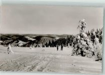 29614 W3040 Willingen Foto AK Winter Blick vom Ettelsberg Skiwanderer