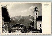 83259 W8211 Schleching 1950 Foto AK Kirche Notopfermarke Berlin