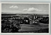 86650 W8853 Wemding Foto AK Panorama des Ortes mit Stadtpfarrkirche St. Emmeram Notopfermarke